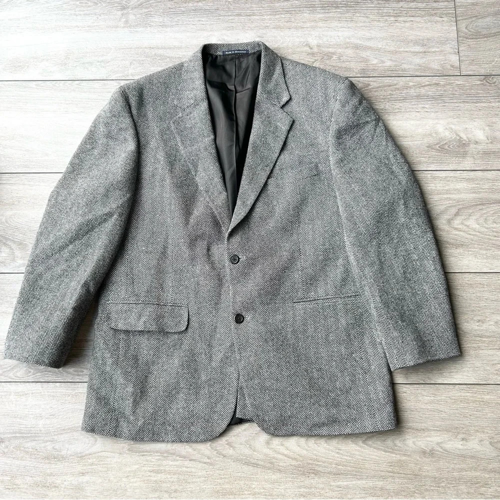 Land’s End Pure Wool Herringbone Tweed Blazer - Picture 3 of 16